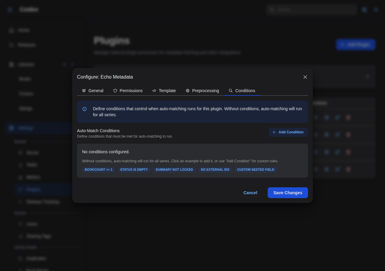 Config Modal - Conditions