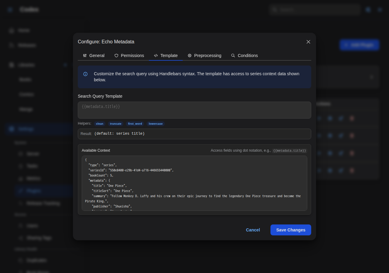 Config Modal - Template